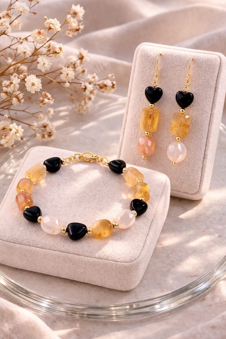 Melno un zelta akmeņu rotu komplekts spēkam "Melnais nektārs"